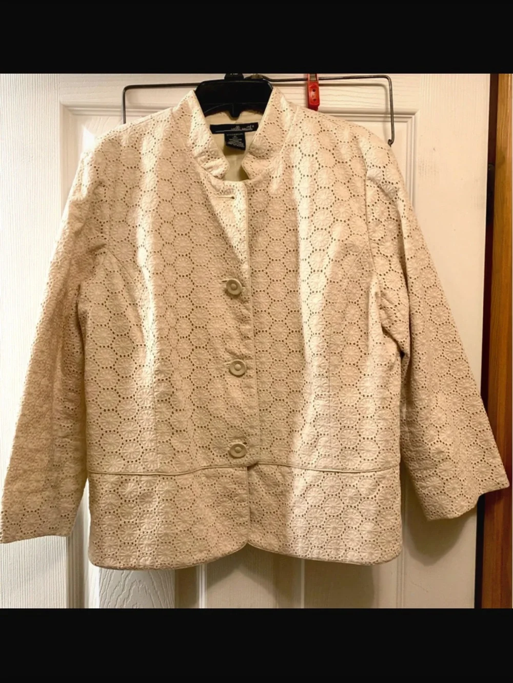 Willi Smith Cream Lace Midi Skirt and Jacket Set